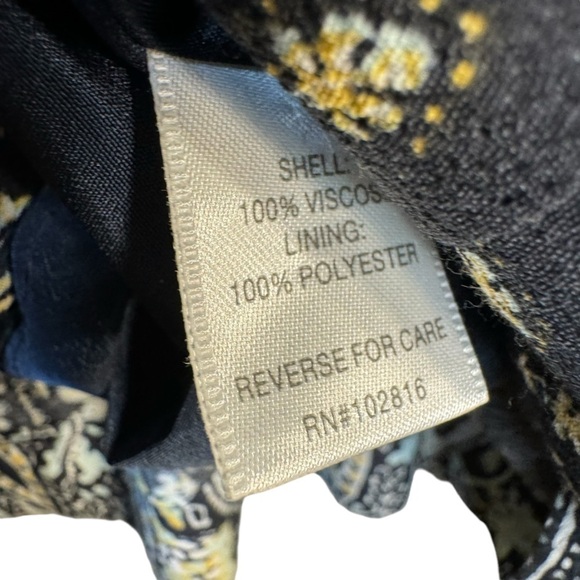 Garnet Hill Navy Blue Floral Crepe Drop Waist Dress Womens Size 6 - Picture 7 of 7